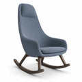 Mecedora de Tela Azul con Estructura de Madera