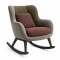 Sillón mecedora moderno tela poliéster marrón/verde/gris estructura madera