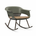 Silla Mecedora de Polipropileno Verde y Beige con Estructura Metálica