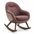 Silla mecedora de poliéster y madera en Nogal y Malva 75x70x85 cm