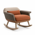 Sillón mecedor de tela con base de madera
