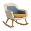 Silla mecedora de tela con estructura de madera de roble