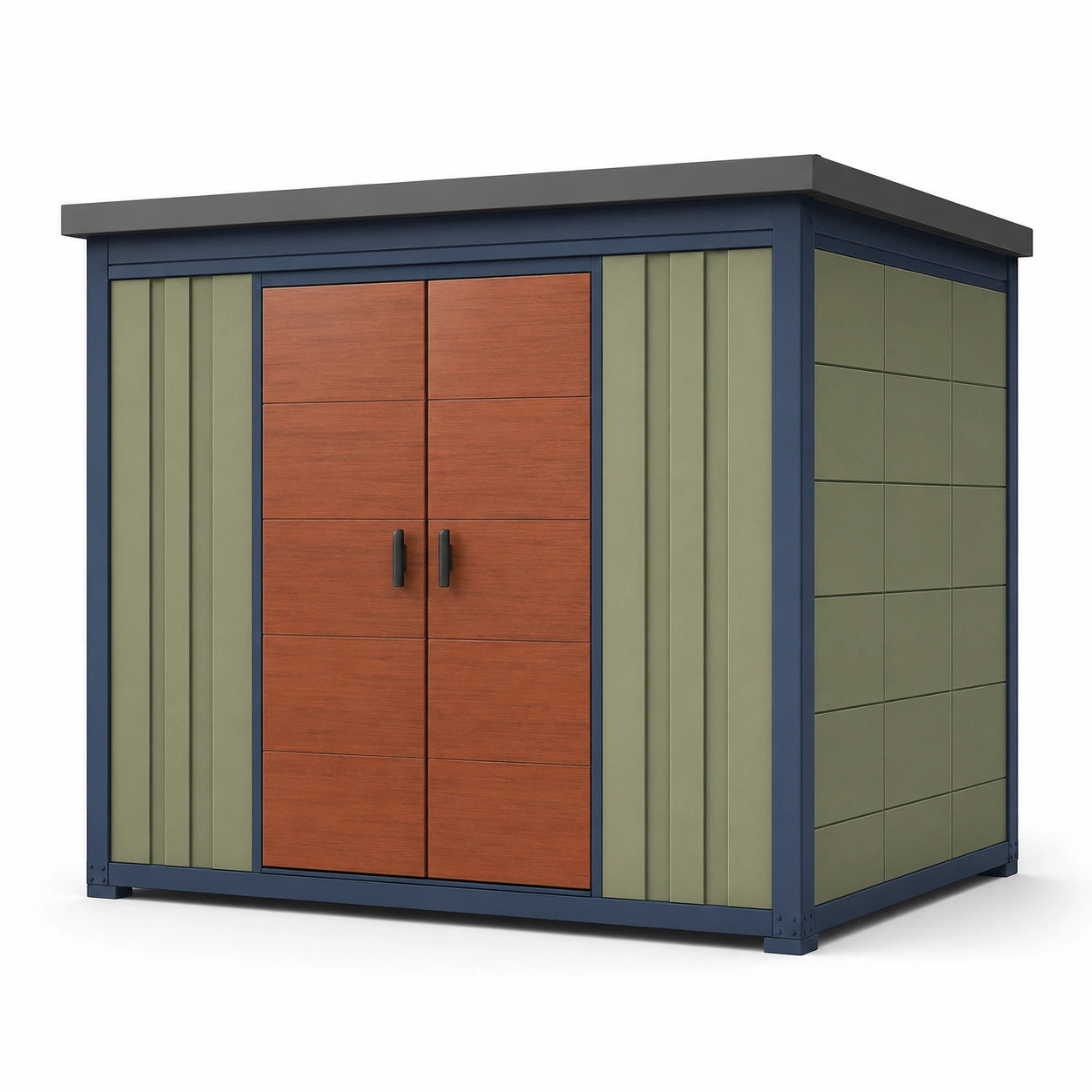 Caseta de Almacenamiento de Resina y Acero para Exterior 220x150x220 cm Verde y Marrón