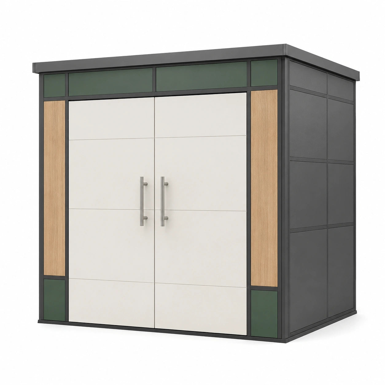 Cobertizo de Acero Galvanizado y MDF con Puertas Dobles