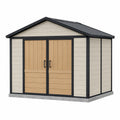 Cobertizo de PVC y Acero 320x260x220 cm Beige y Madera