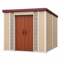 Caseta de Jardín de Resina con Puerta de Madera Marrón y Beige