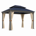 Pérgola de Aluminio con Techo de Acero y Cortinas de Poliéster 3x3 m