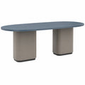 Mesa de comedor ovalada de MDF azul y gris 200x100x75 cm