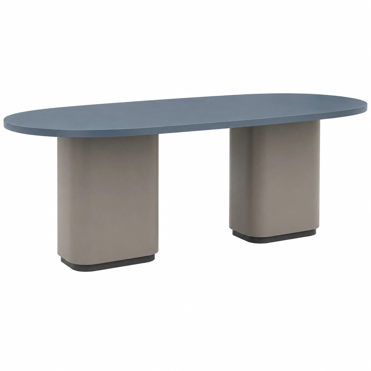 Mesa de comedor ovalada de MDF azul y gris 200x100x75 cm