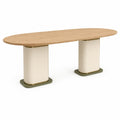 Mesa de comedor ovalada de madera de roble con patas de metal