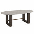 Mesa de comedor ovalada de madera y mármol
