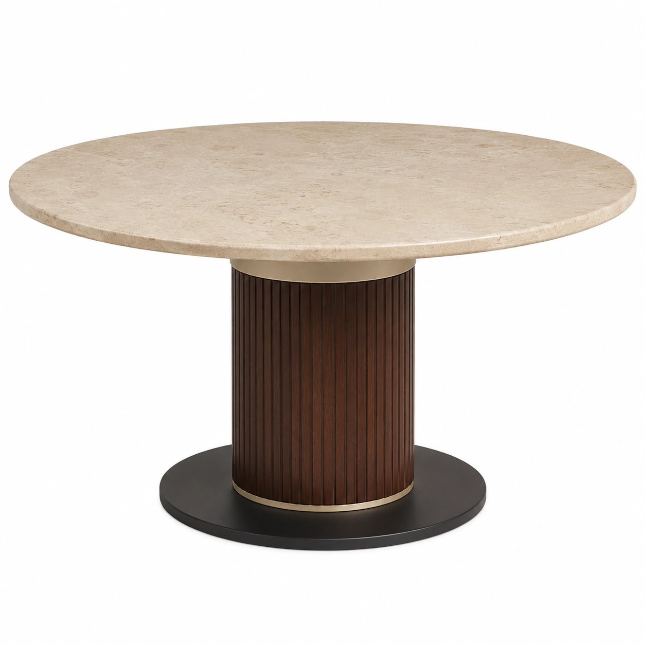 Mesa de Comedor Redonda de Madera y Marmol Beige
