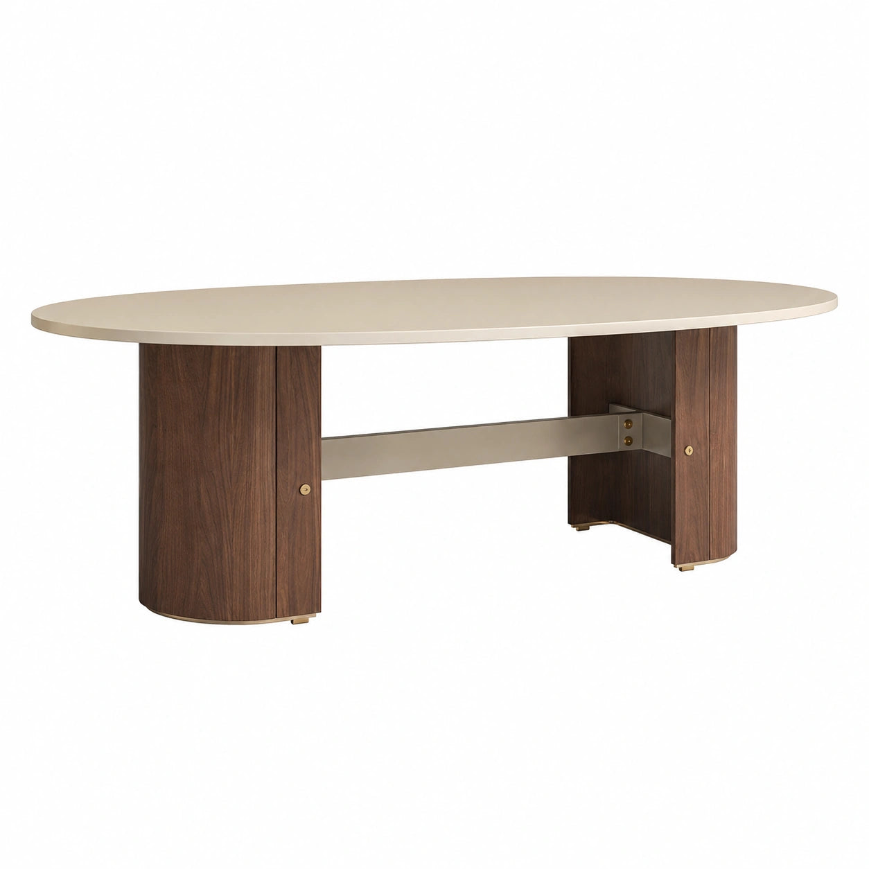 Mesa de comedor ovalada MDF Crema Patas de Madera