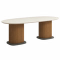 Mesa de comedor ovalada de madera MDF y roble, 200 cm