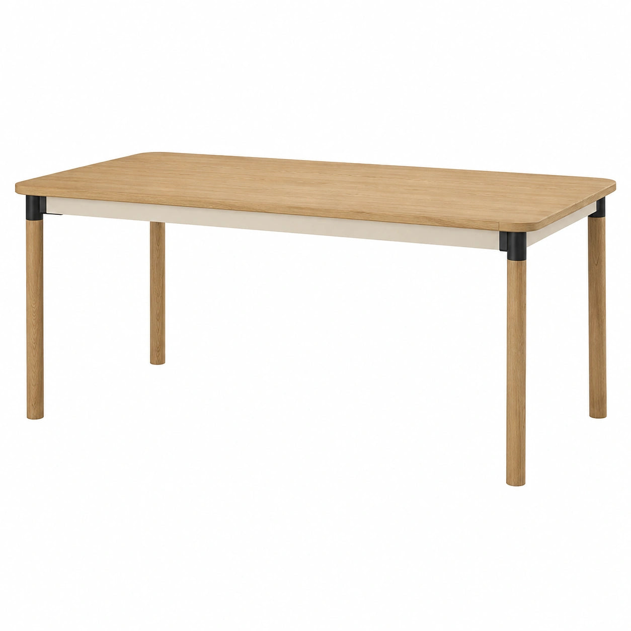 Mesa de comedor de madera de roble y metal 180x90x75 cm