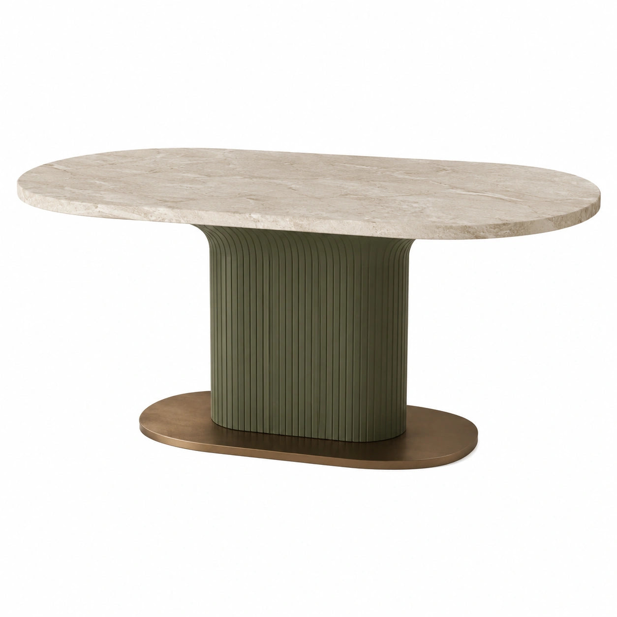 Mesa ovalada de mármol y metal 180x90 cm
