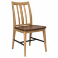 Silla de Madera de Roble con Asiento de Nogal y Estructura de Metal