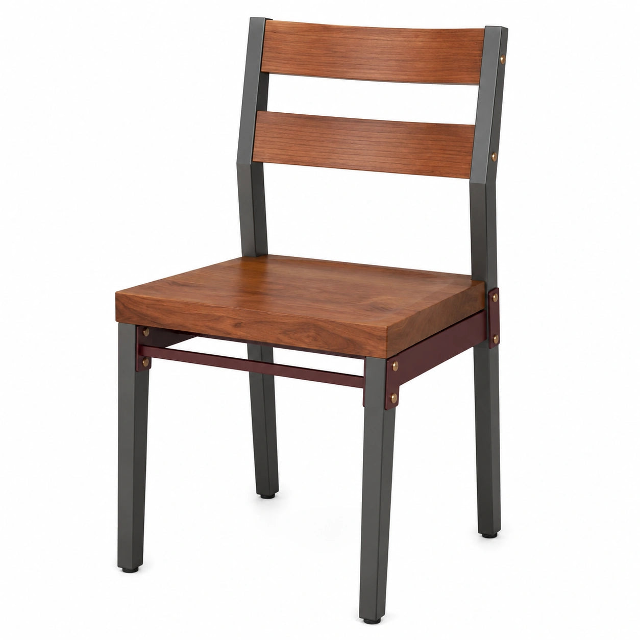 Silla de comedor de madera y acero color Marrón y Gris 45x42x85 cm