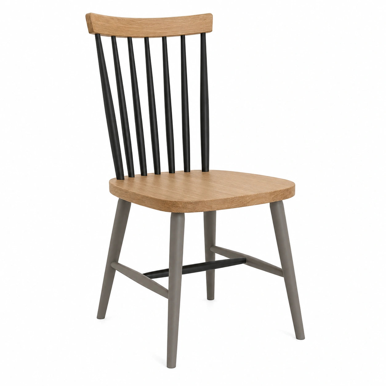 Silla de Madera de Roble y Metal con Respaldo Alto