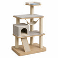 Árbol para Gatos de Madera con Tela Beige y Gris 120 cm