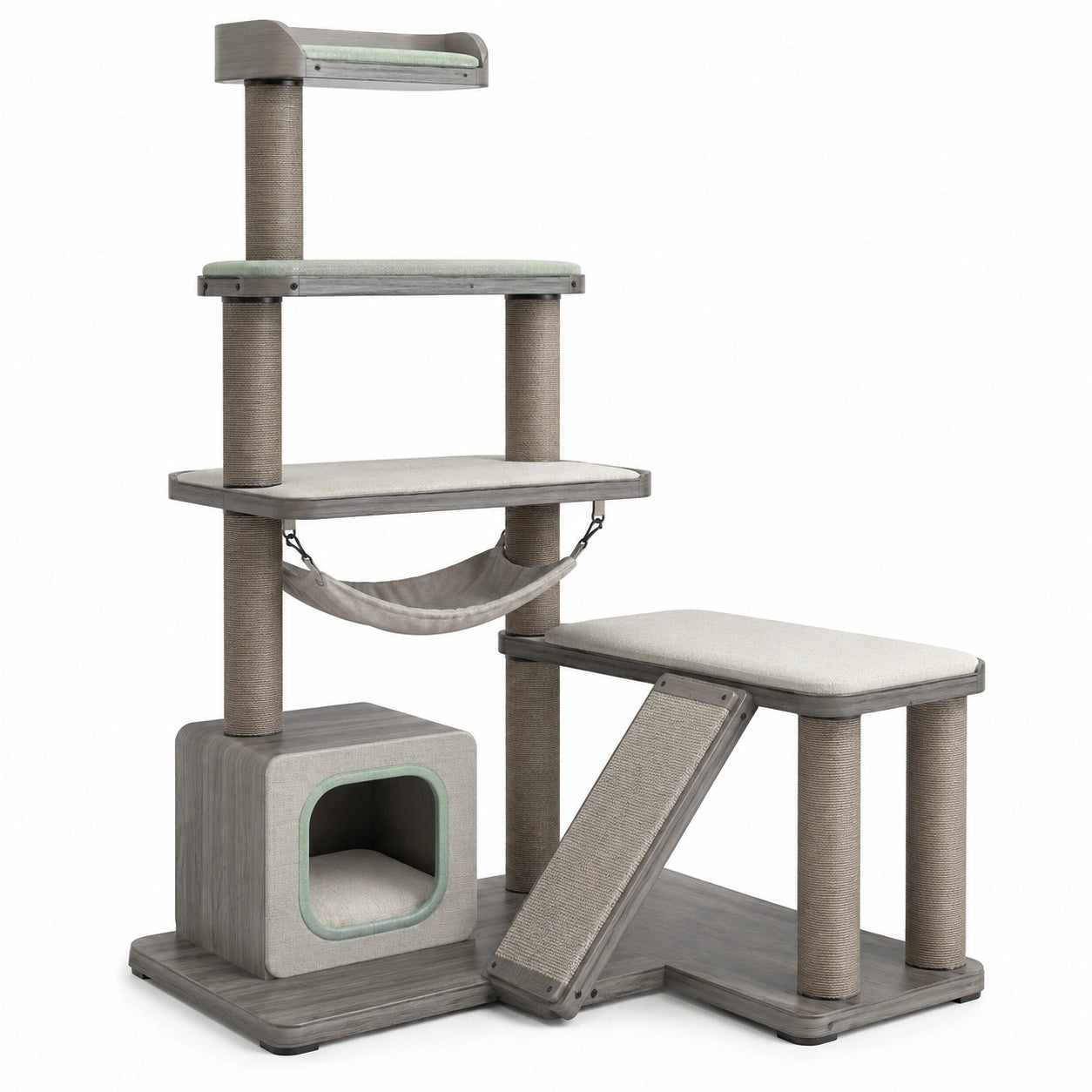 Árbol de Gato de Madera y Sisal con Hamaca