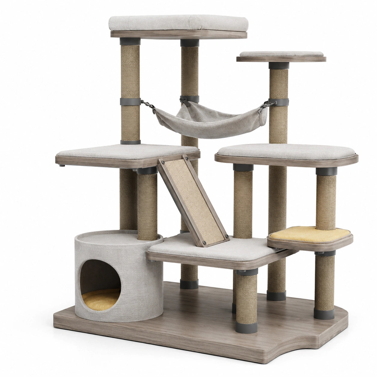 Árbol para Gatos Multinivel, Madera Contrachapada y Sisal, Beige y Marrón, 120x60x150cm