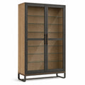 Vitrina de Roble y Metal con Puertas de Vidrio Templado