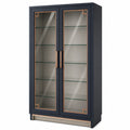 Vitrina de Madera y Vidrio Negro con Detalles Dorados 180x90x40cm