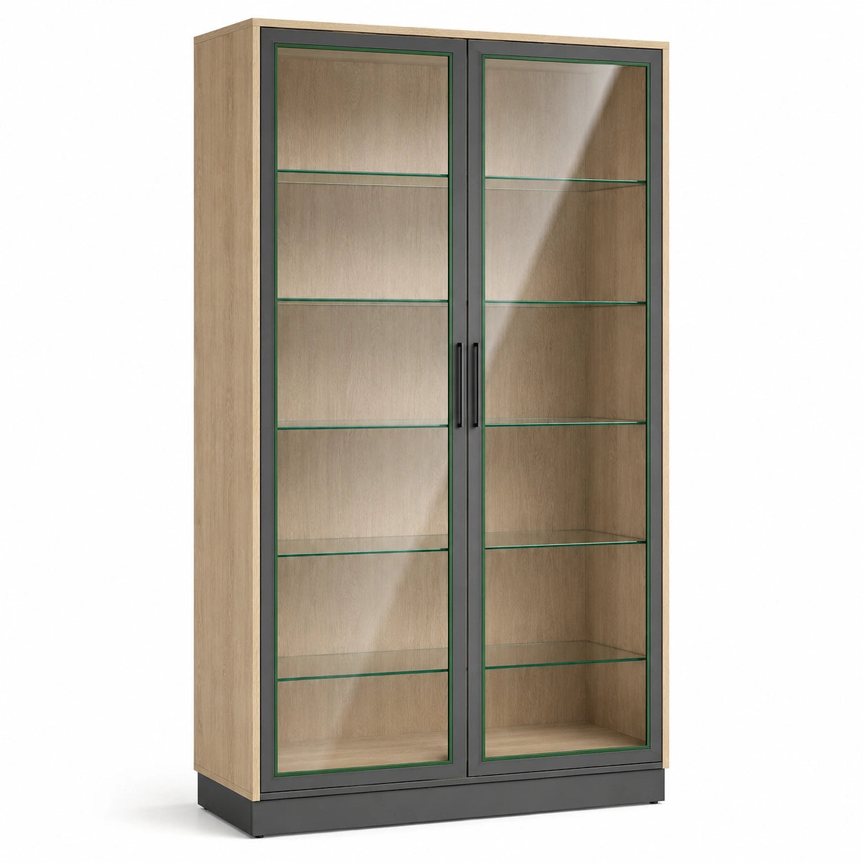 Vitrina de Madera con Puertas de Vidrio Templado