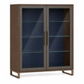 Vitrina de Madera y Metal con Puertas de Vidrio Templado 120cm x 40cm x 160cm Marrón/Negro