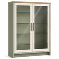 Vitrina de Madera Verde con Puertas de Cristal Templado