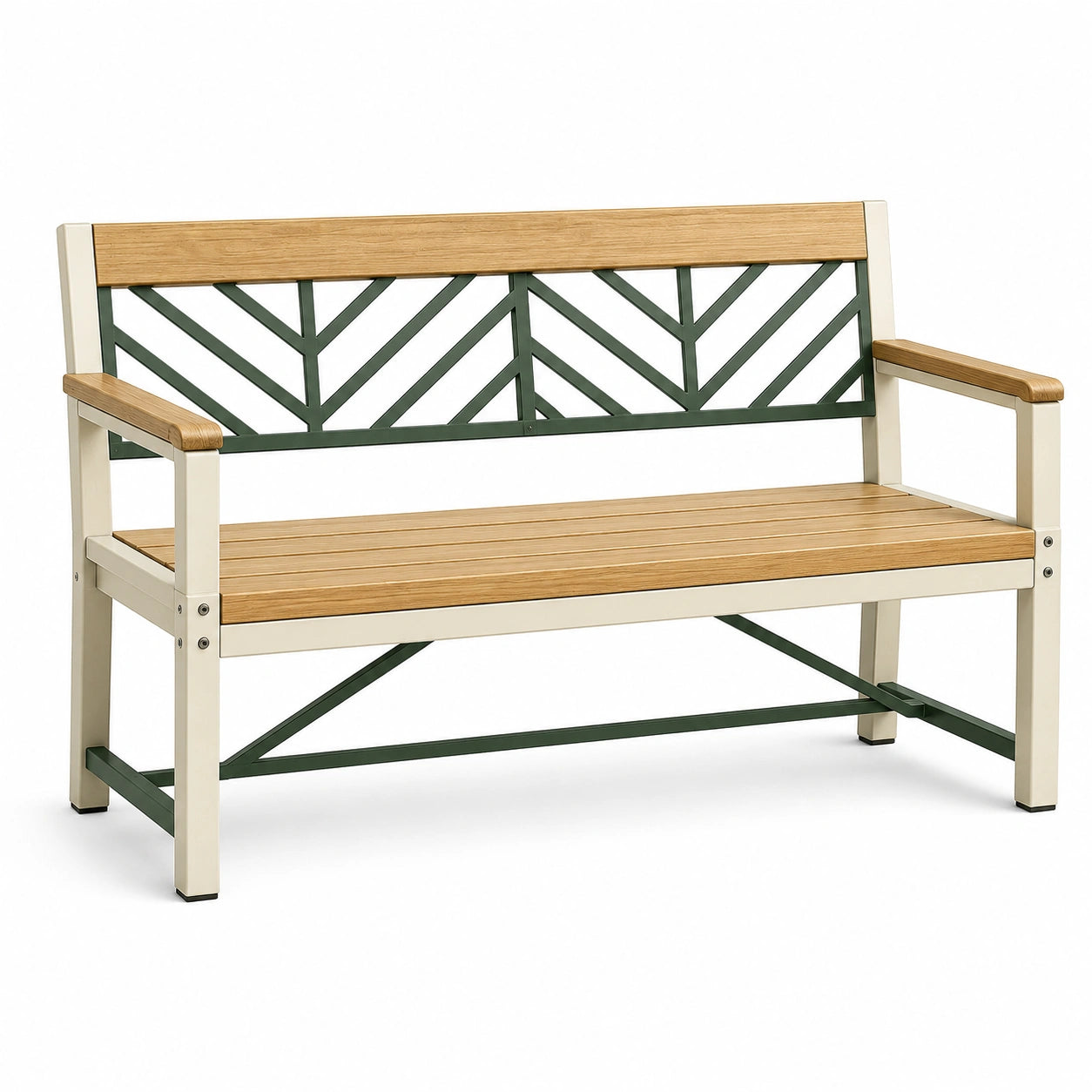 Banco de Madera de Acacia y Metal Verde/Blanco 120 cm