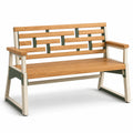 Banco de jardín de madera y metal 120cm Marrón y Blanco