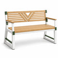 Banco de madera y metal para exteriores 120 cm Marrón/Blanco/Verde