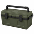 Caja de almacenamiento de plástico verde con asa