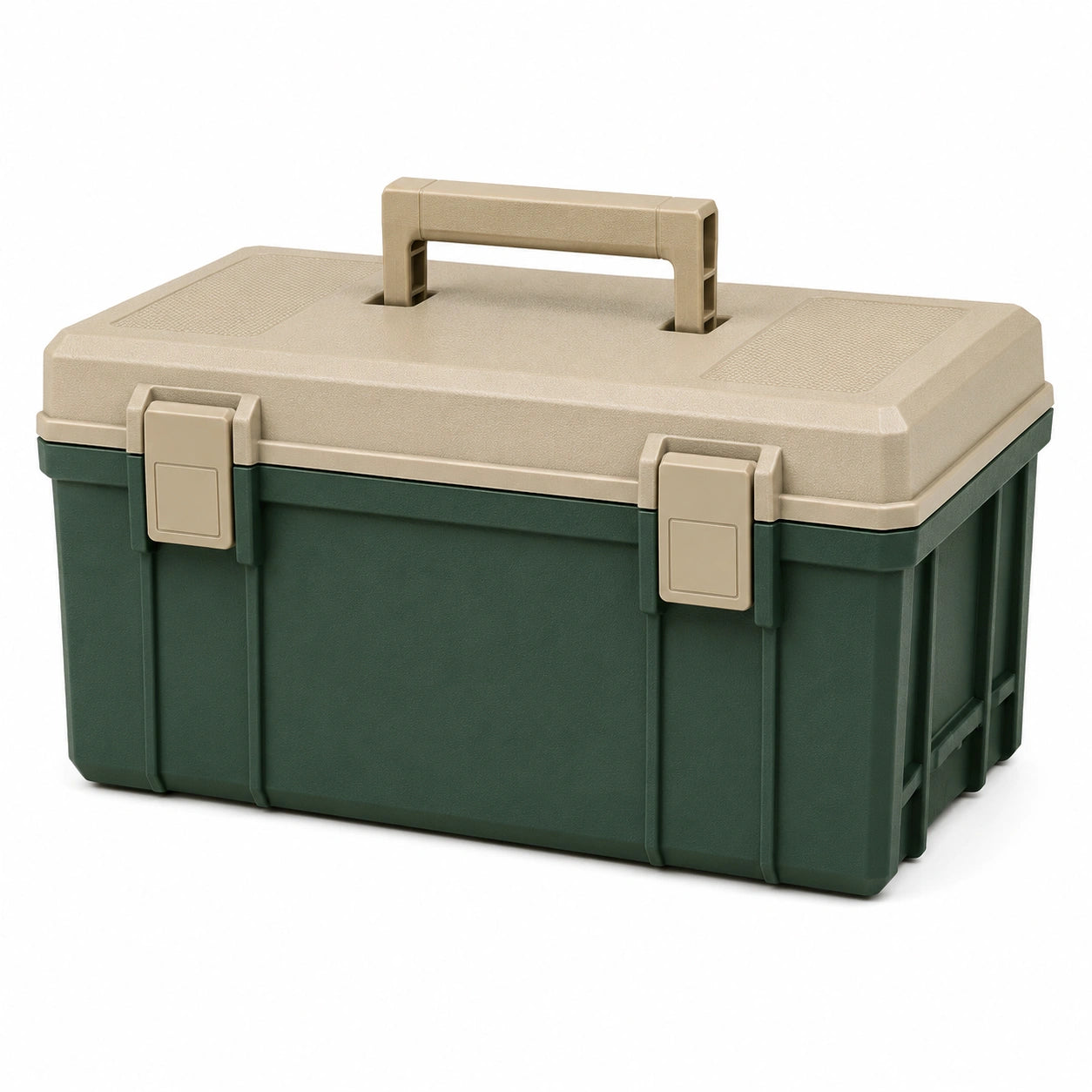 Caja de herramientas de polipropileno verde y beige 30x20x18cm