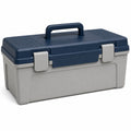 Caja de herramientas de plástico gris y azul con asa 40x20x18 cm