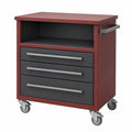 Carro de Almacenamiento con Ruedas y 3 Cajones de Acero 62x33x81 cm Rojo/Negro