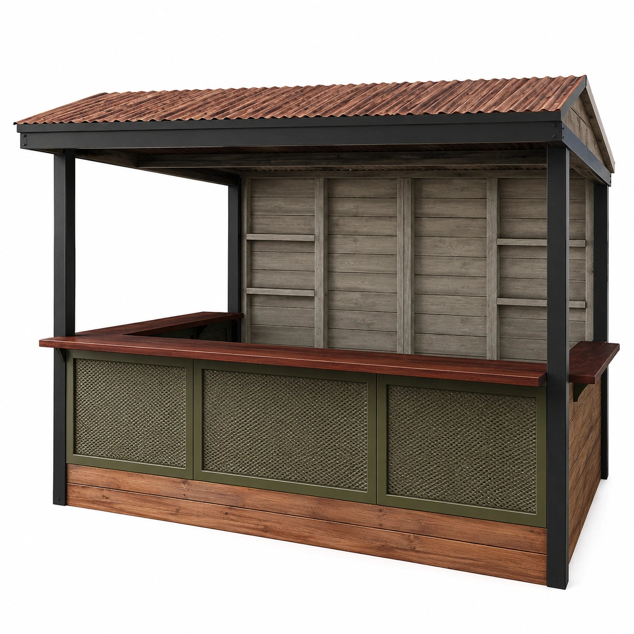 Cabina de Madera y Acero con Techo de PVC 250x150x230 cm