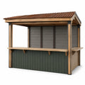 Puesto de Madera y Metal para Exterior con Estante Frontal