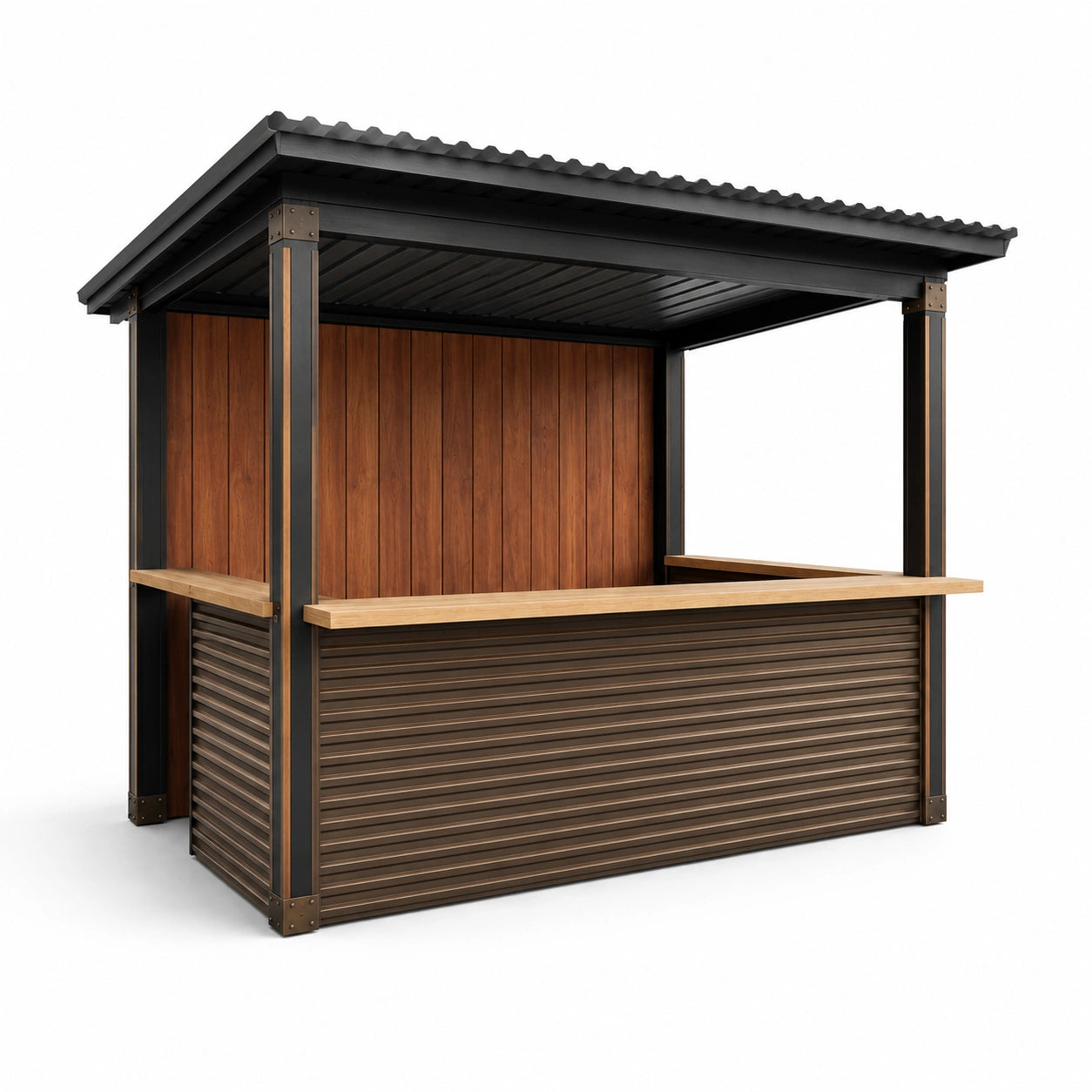 Puesto de Madera y Acero Galvanizado para Exterior 300x200x250cm