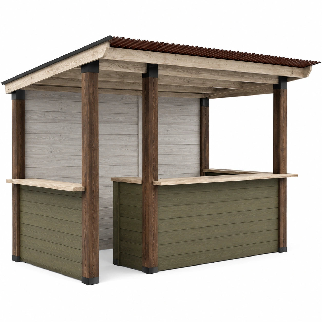 Puesto de Bar para Exterior de Madera y Metal 244x122x244 cm